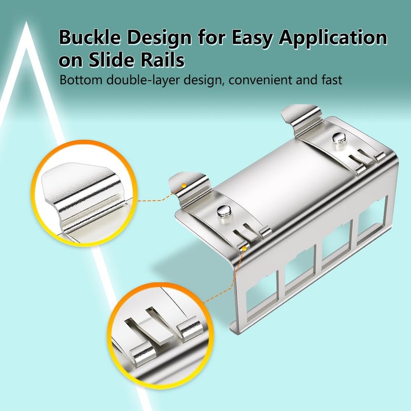 Enmane 4-Port Metal DIN-Rail Mounting Module for Snap-in Keystone Jacks,Attaches to Standard 35 Millimeter (mm) DIN Rail with no Tools - Image 5